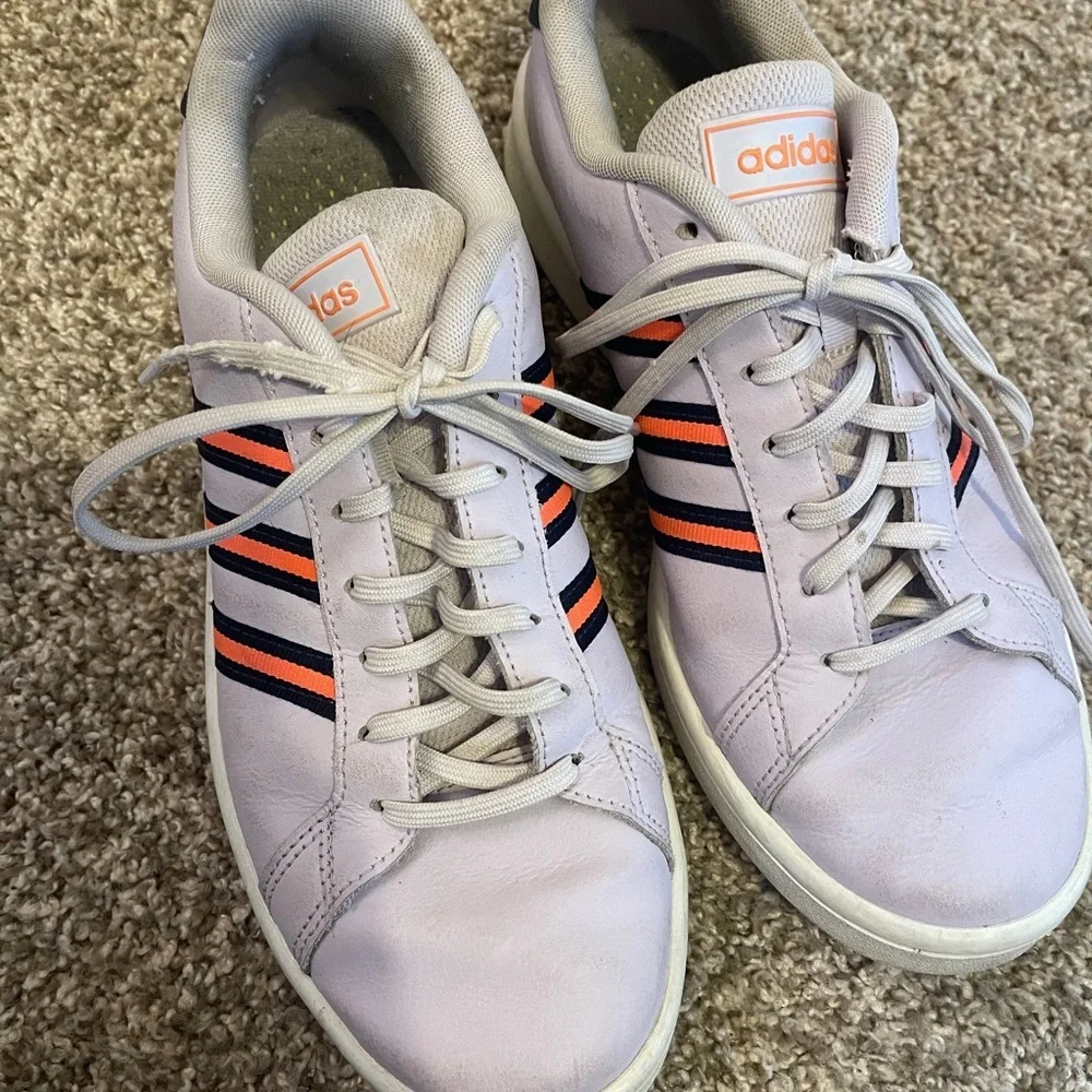 Adidas Womens Grand Court Purple pink Tennis Sneakers Shoes 10 retro street wear